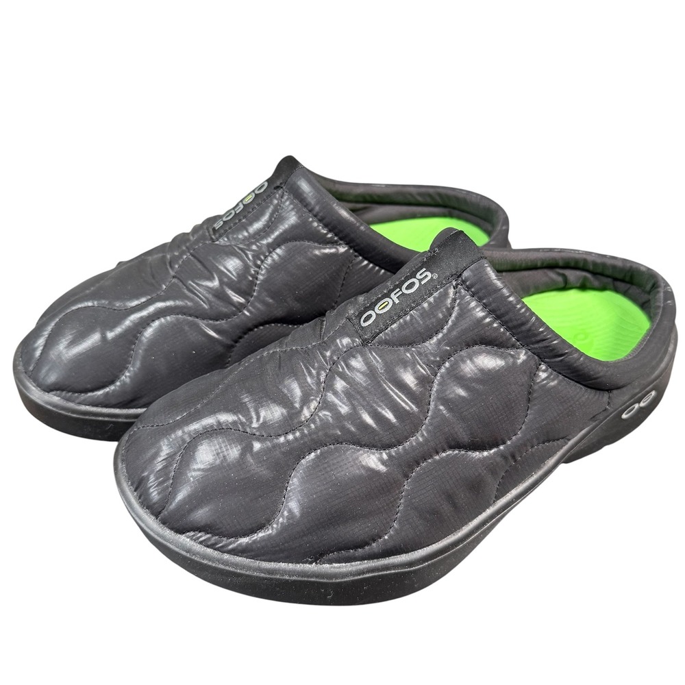 Oofos OOcozy Mule Shoes Men 9 Black Thermo Quilted Recovery Slip On Comfort Clog